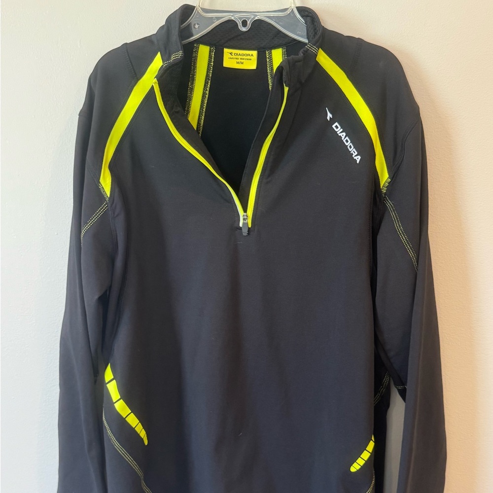 Diadora Half Zip Mock Neck Long Sleeve Athletic T-Shirt Mens Size M Compression